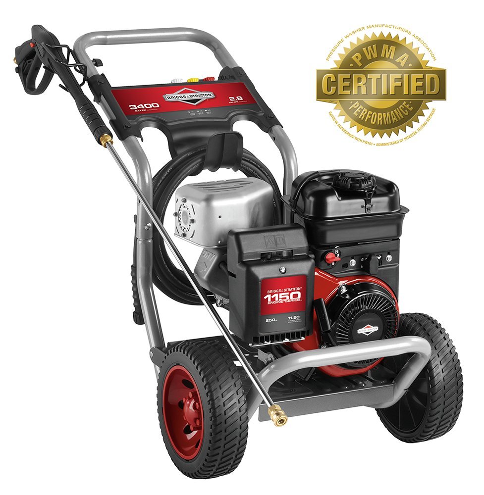 Briggs & Stratton 20505 2.8-GPM 3400-PSI Gas Pressure Washer with 1150 Series OHV 250cc Engine and Axial Cam Pump, Engine Oil Included