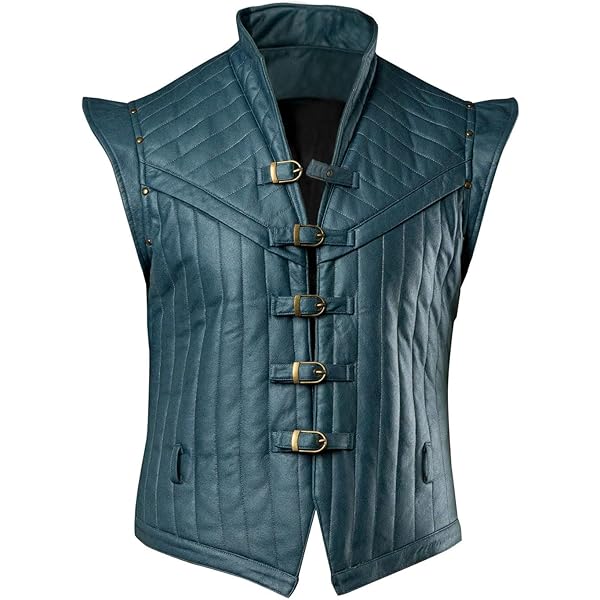 thumbnail image 2 of Kranchungel Mens Medieval Vest Pirate Costume Renaissance Steampunk Lace-up Viking Vest Gothic Waistcoat Outfit Army Green X-Small 2 of 14