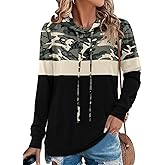 Angerella Hoodies for Women Camo Leopard Print Tops Pullover Hooded Sweatshirt Drawstring with Pocket