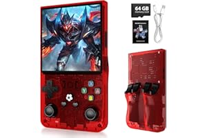 XISKT R36MAX Handheld Game Console,4.0 Inch IPS Screen Linux System with 64GB TF Card,Retro Gaming Console Built in 18000+ Games,Portable Handheld Video Games for Adults,4000mAh Battery (Red)