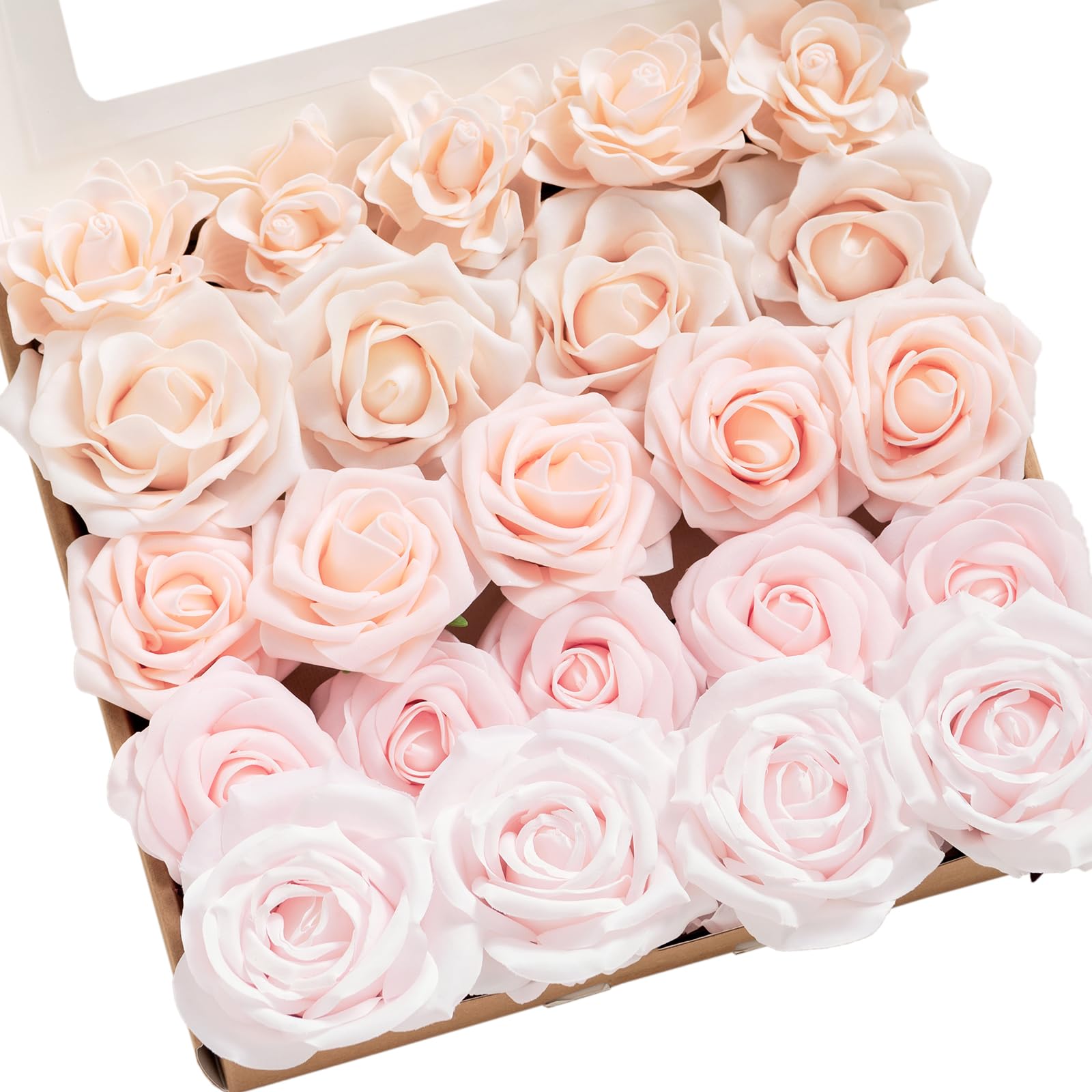Photo 1 of Ling's Moment Artificial Flowers Fake Silk Roses Faux Foam Gardenia Combo for DIY Wedding Bouquets Centerpieces Arrangements Bridal Shower Party Home Decorations, Pale Pink, 23pcs