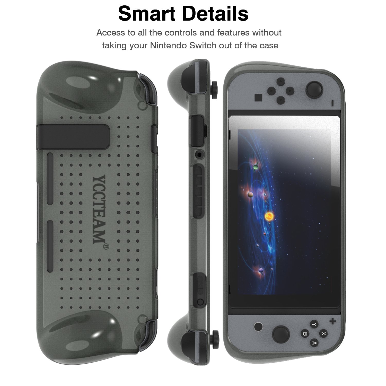 Grip Case for Nintendo Switch, Heat Dissipation Durable Silicone Protective Case Cover for Nintendo Switch Console 2017 with Comfortable Padded Hand Grips (Grey)