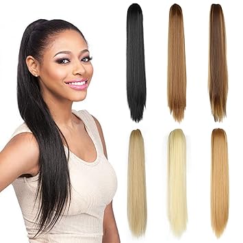 Amazon Com Yrenrea Long Straight Thick Claw Jaw Ponytail Clip In