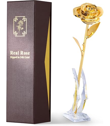 Amazon.com: mikamax 24k Gold Rose - Real Rose Dipped in Gold with 