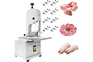 POWKOL Commercial Bandsaw Machine, 2000W Electric Bone Saw Machine, 20x16" Stainless Steel Worktable, Cuts 0.04-8" Thickness, Frozen Meat Cutter for Rib Pork Beef Butchering