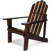 Shine Company 4618BB Marina Wooden Outdoor Patio Adirondack Chair, Burnt Brown