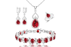 LMXXVJ Women Jewelry Set Platinum Plated Necklace Open Ring Earrings Bracelet Set,Birthday/Anniversary Mother’s Day Jewelry Gifts for Mom/Wife/Sister/Best Friend