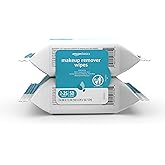Amazon Basics Makeup Remover Wipes, Hydrating Facial Cleansing, Hyaluronic Acid, Dermatologist Tested, Alcohol-Free, Removes Waterproof Mascara, 25 Count, 2-Pack