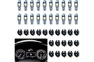 NTNEV Led Bulb Dash Lights Super Bright, T5 37 74 LED Bulb with Twist Lock Socket PC74 PC37 Dashboard Instrument Panel Gauge Cluster Light, Map Vanity Mirror Glove Box Indicator Light (White)