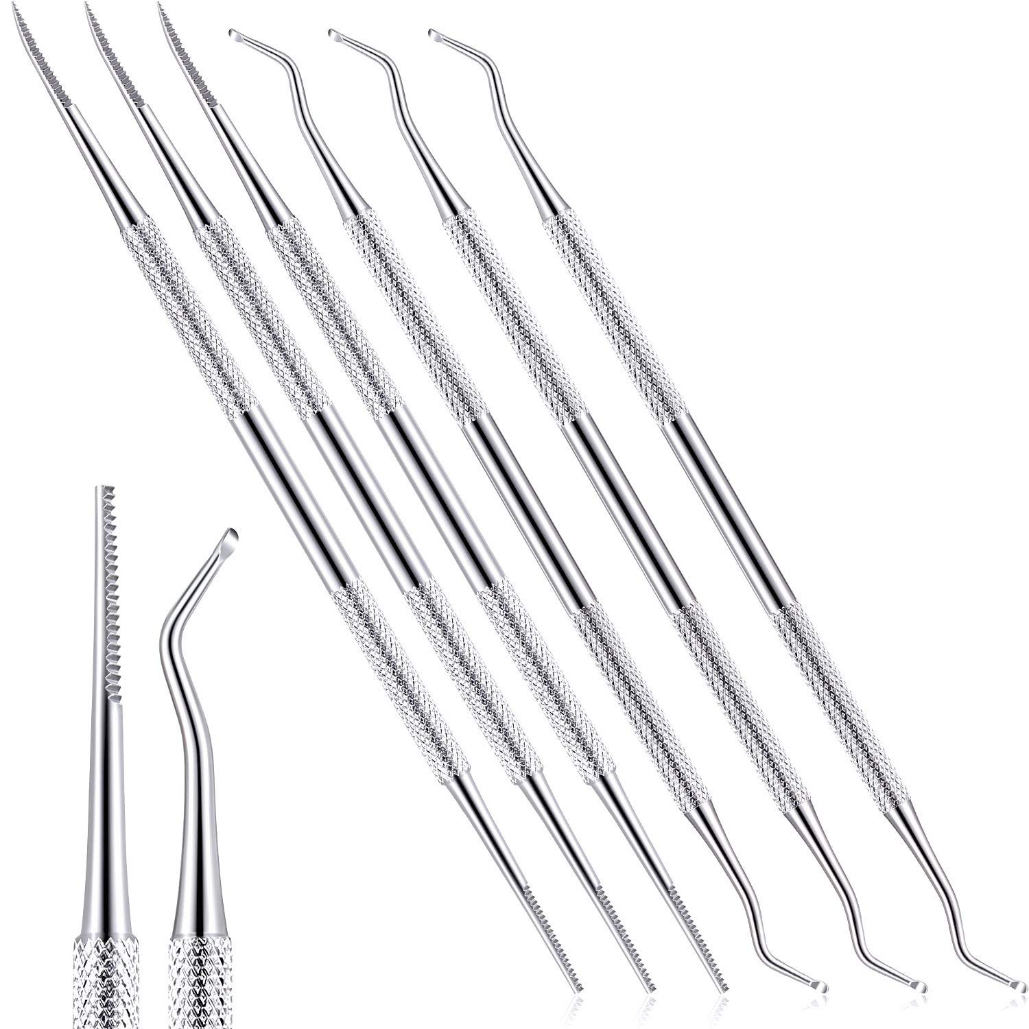 6 Pieces Ingrown Toenail File and Lifter Set Ingrown Toenail Tools Stainless Steel Double Sided Nail File Lifter Under Nail Cleaner Tools: Beauty