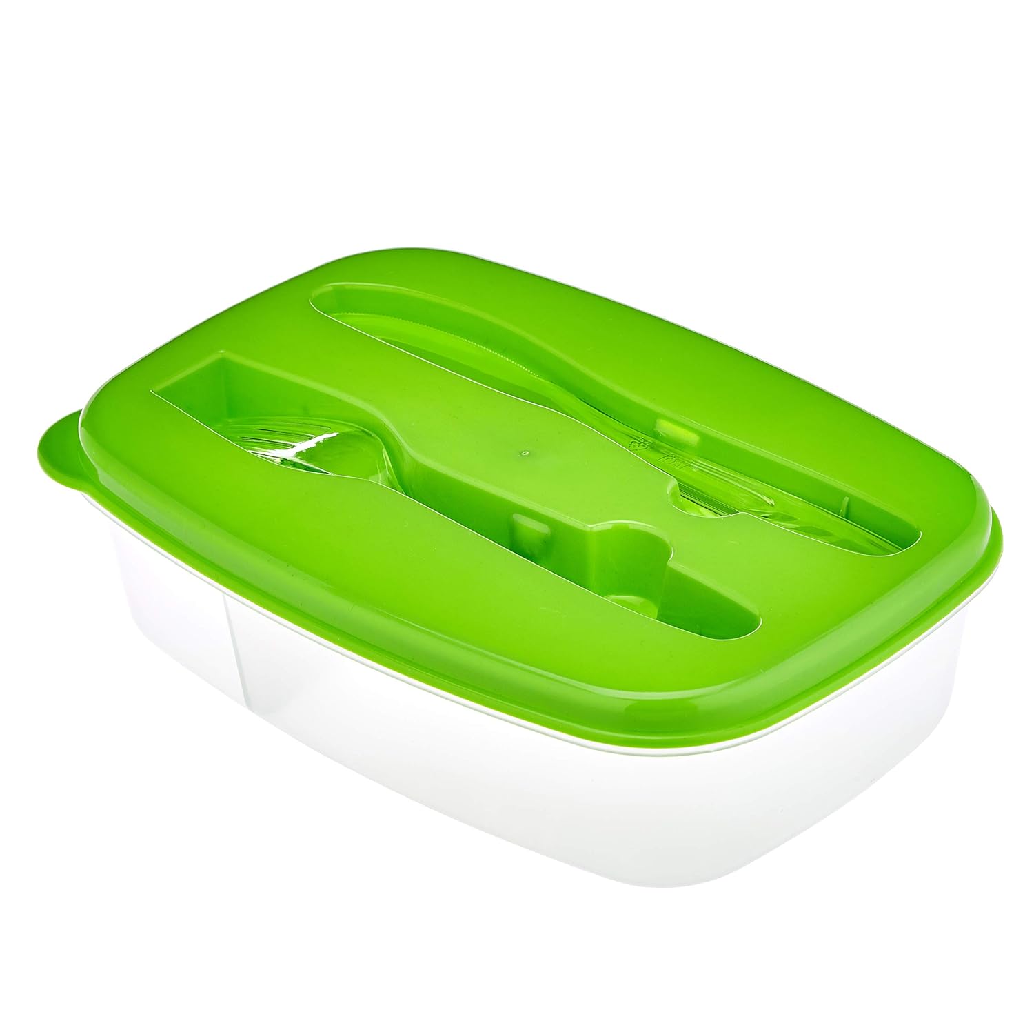 Amazon Brand Solimo Rectangular Lunch Box with Fork and Knife, 1.2