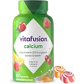 Vitafusion Calcium Gummies 500 mg Per 2 Gummies with Vitamin D3 | 100 Gummy Vitamins | for Adult Women and Men | Yummy Fruit &amp; Cream Flavors | Supplement 50 Days Supply