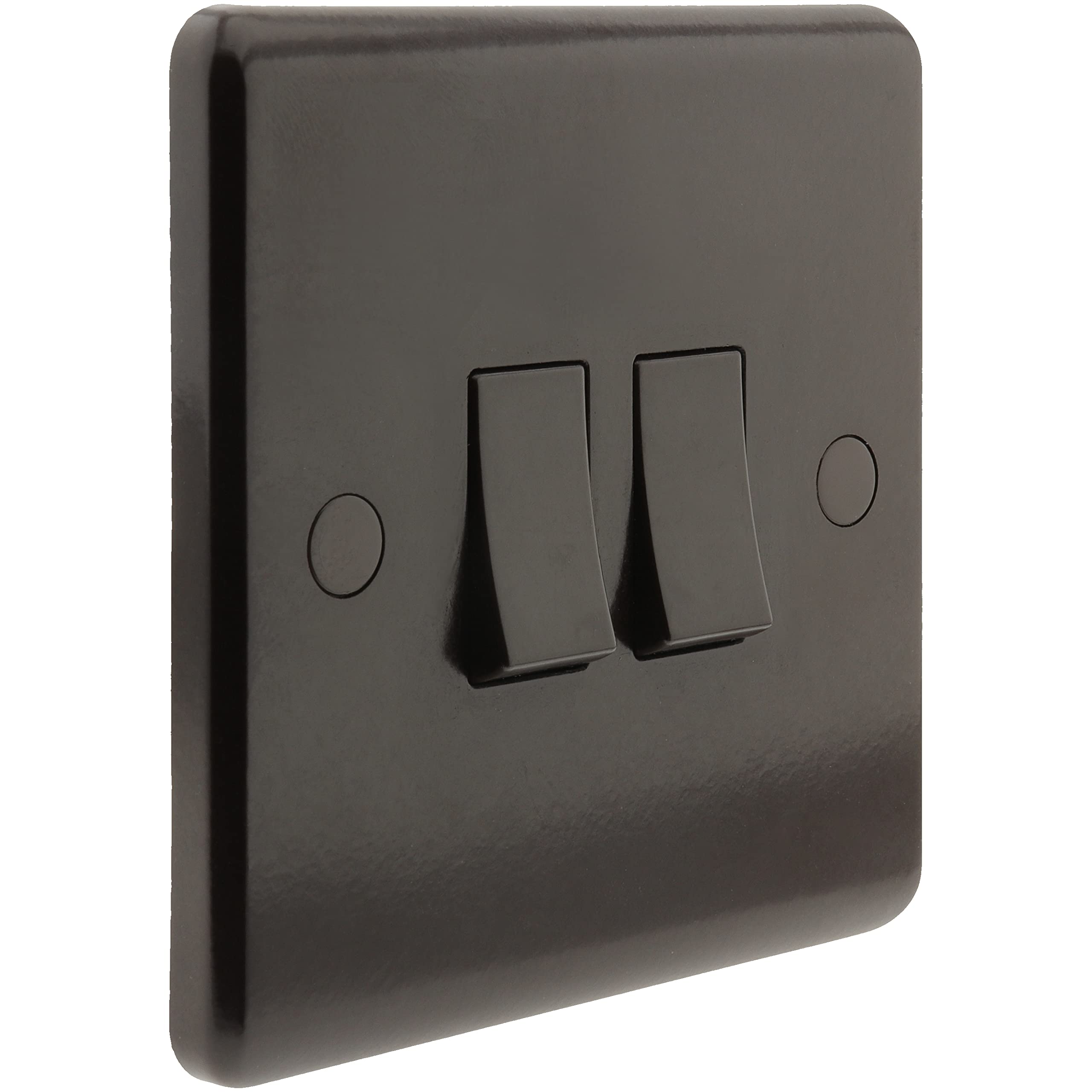 Art Deco Emporium 2Gang 2Way 10Amp Wall Switch in Vintage Period Style Bakelite Dark Brown Part of the New eXalt V2.0 Brand. Standard UK Single Pole 2-Way Rocker Light Switch 2-Gang — image 1