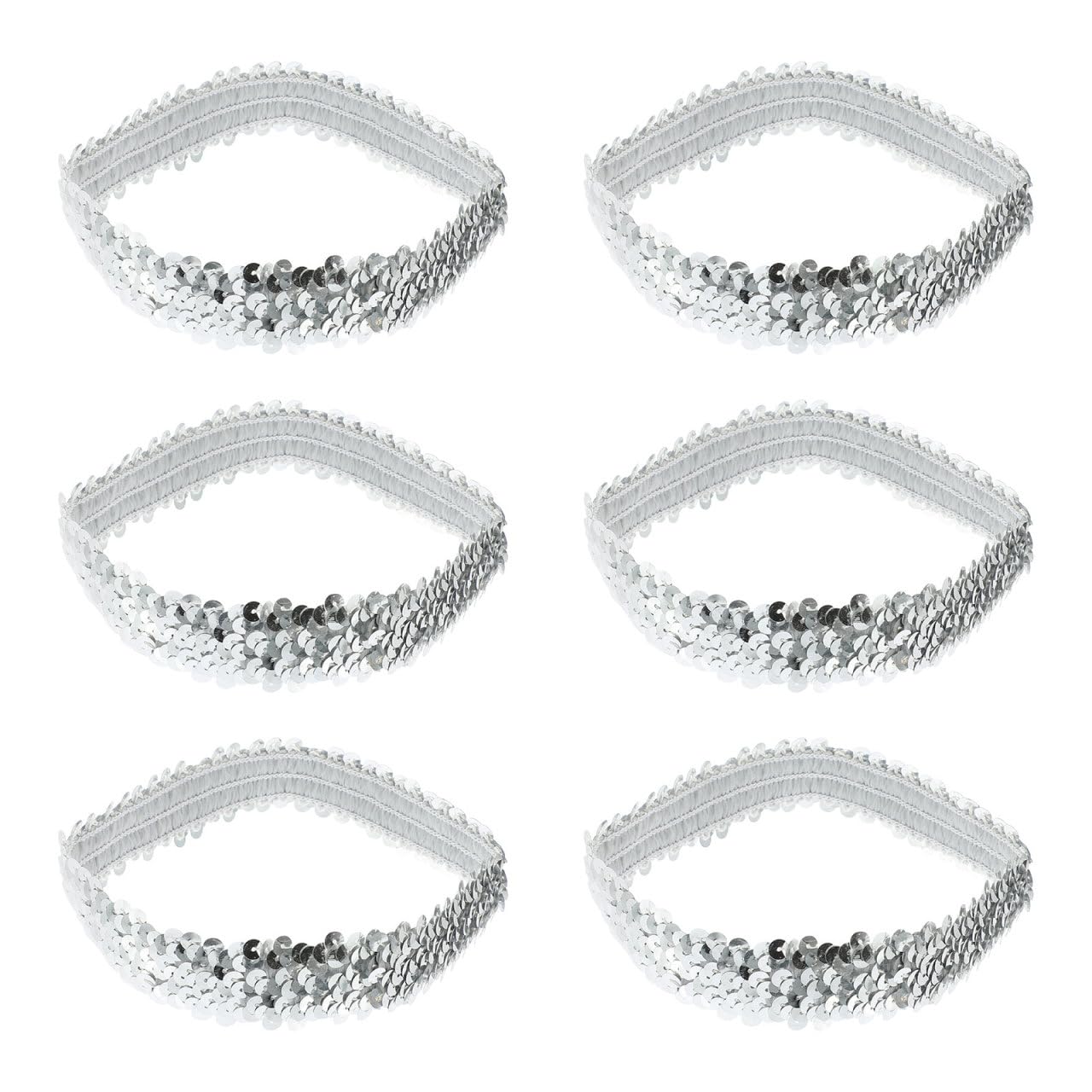 Minkissy Glitter Headband Fashion Headbands 12Pcs Sequin Headbands Glitter Elastic Head Band Shinny Hairbands Hair Accessories for Women Silver Glitter Headband Volleyball Hair Ties