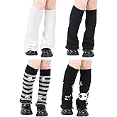 scenicamp 4 Pairs Y2k Kawaii Leg Warmers Goth Knitted Boot Socks Harajuku Streetwear Leg Cover for Women