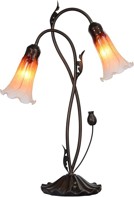 Bieye Lily Flowers Blown Glass Accent Table Lamp Night Light With 4 Inch Wide Glass Shade For Bedside Living Room Bedroom L Amazon Com