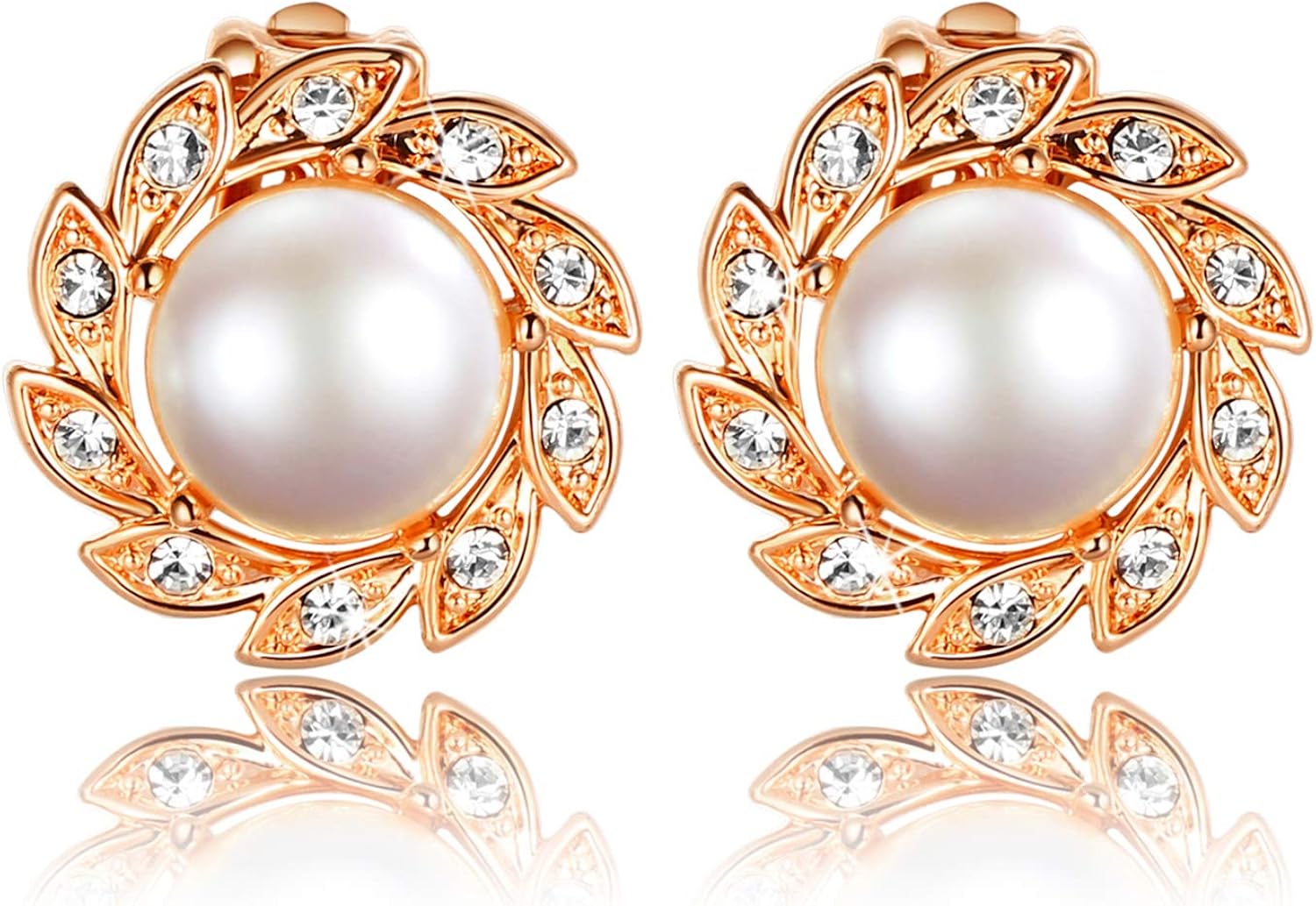 Mimei Ohrclips Perle Groß, Ohrringe ohne Ohrloch Gold für Weihnachten, Weihnachtsgeschenk für