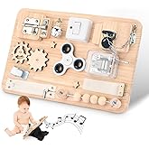 Montessori Busy Board for Toddlers - Wooden Sensory Toys for Fine Motor Skills - Travel Activity Board - Educational Toys for