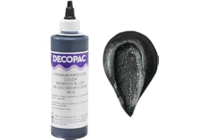 DecoPac Midnight Black Food Coloring, 8 Fl Oz Airbrush Food Color, Edible Airbrush For Cake Decorating, Cookie Airbrush Coloring, Food Airbrush Kit Add-on, Airbrushes For Cake Decorating 8Fl Oz