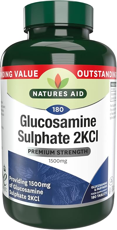 Natures Aid Glucosamine Sulphate 2KCl 1500mg High Strength 180 Tablets