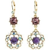Betsey Johnson Carved Rose Dangle Earrings