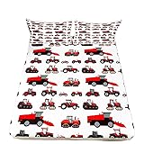 Erosebridal Red Tractor Bed Sheet Twin Size Heavy
