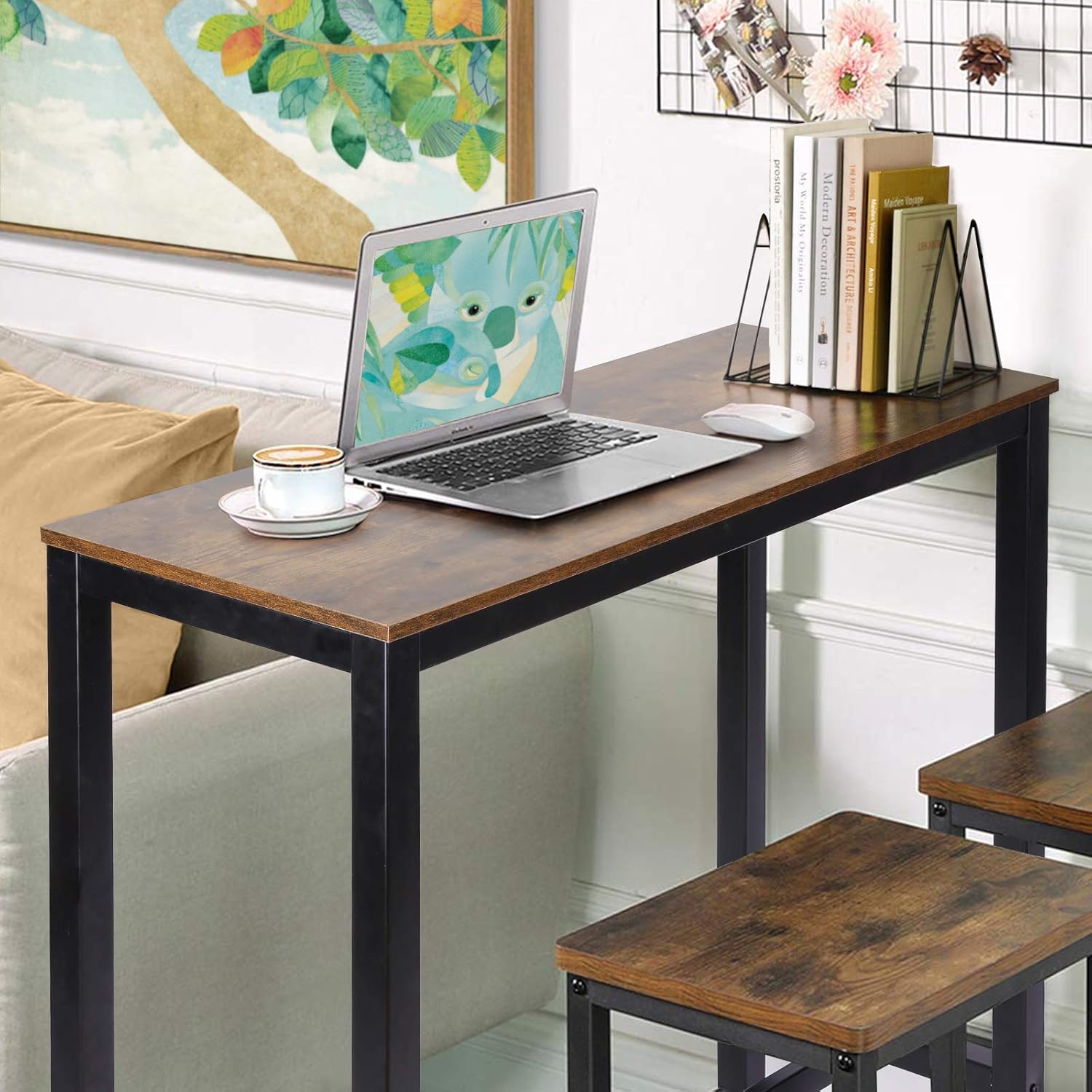 Viewee Bar Table 39.4" Pub Table Rectangular High Kitchen Dining Coffee Table High Writing Computer Table for Living Room, Dining Room: Kitchen & Dining