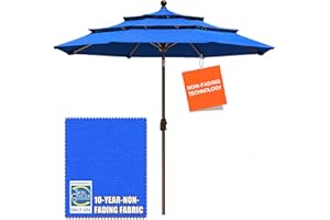EliteShade USA 10-Year-Non-Fading 9Ft 3 Tiers Market Umbrella Patio Umbrella Outdoor Table Umbrella with Ventilation, Royal Blue