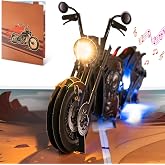 mountova Motorcycle Card for Men &amp; Women, Pop Up Greeting Card with MUSIC &amp; LIGHT for Birthday, Anniversary, Father's Day, Unique Motorcycle Gift for Him, Dad, Son, Grandpa, Husband, Wife 7.9 x 5.9 Inch