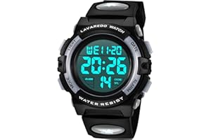 A ALPS Kids Watch,Boys Watch for 3-12 Year Old Boys,Digital Sport Outdoor Multifunctional Chronograph LED 50 M Waterproof Alarm Calendar Analog Watch for Children with Silicone Band