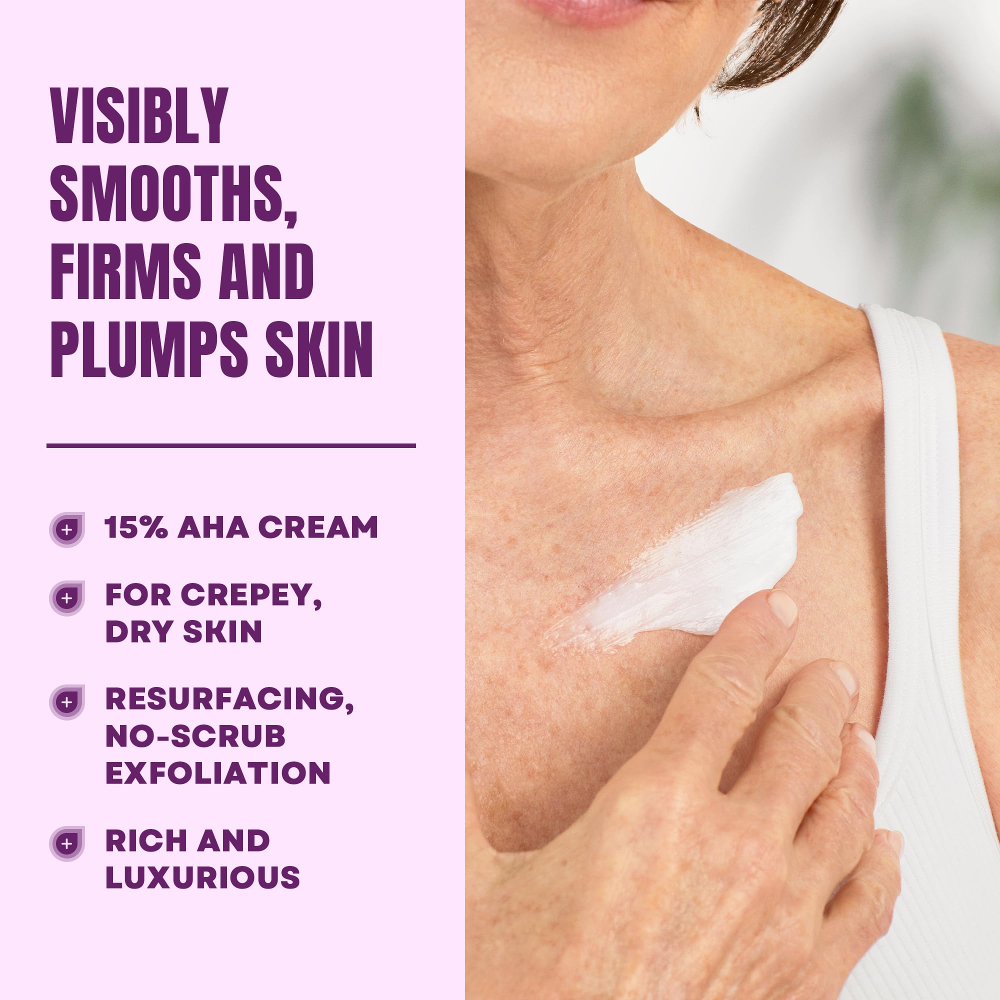 AmLactin Crepe Firming Cream - Therapeutic Skin Tightening Cream for Body – No-Scrub Exfoliator and Moisturizer with 15% Lactic Acid AHA, 12 oz (Packaging May Vary)​