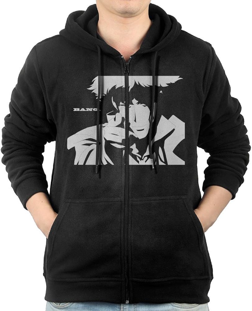 Men Cowboy Bebop Edward Bang. Men Hoodie Zip Up with Pockets Black at