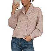 Xiaoxuemeng Womens Knitted Cardigan Sweater Button Down Shawl Collar Cardigan Jackets Chunky Ribbed Knit Sweater Top