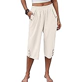 ANRABESS Womens Wide Leg Capri Pants Elastic Waist Casual Loose Lounge Trousers 2026 Summer Flowy Beach Vacation Clothes