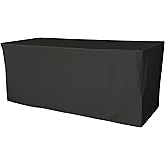 LA Linen Polyester Poplin Fitted Tablecloth 72"L x 24"W x 30"H, Black