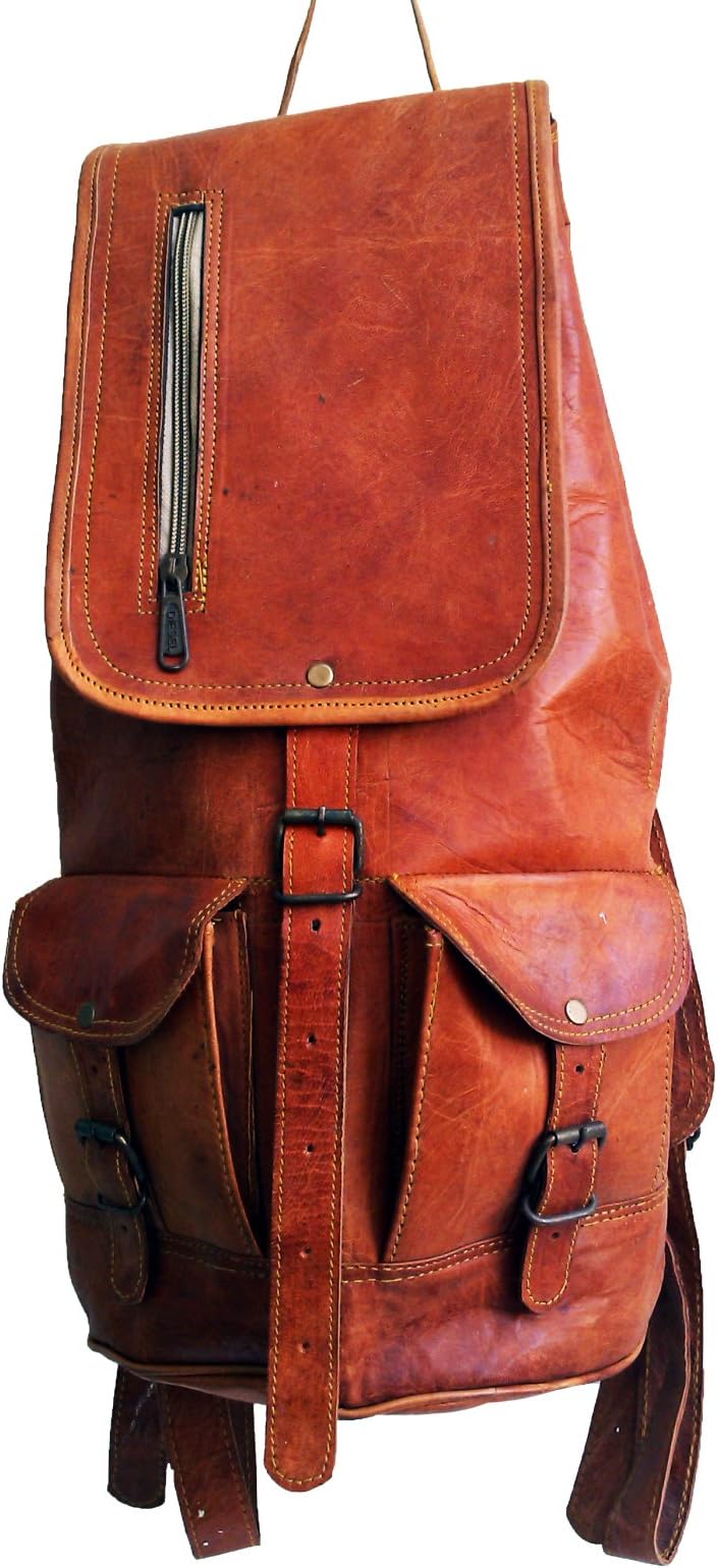 21" Genuine Leather Rucksack Backpack Trekking Bag Book Bag By Jald