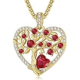 JIYVY32 Tree of Life Necklace 14K Gold for Women, Heart Jewelry with Birthstone Pendant,Anniversary Birthday Christmas Gifts for Her Wife Mom Grandma Daughter