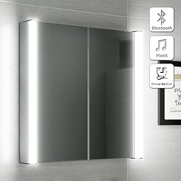 600 X 650 Illuminated Led Bathroom Mirror Cabinet Shaver Socket