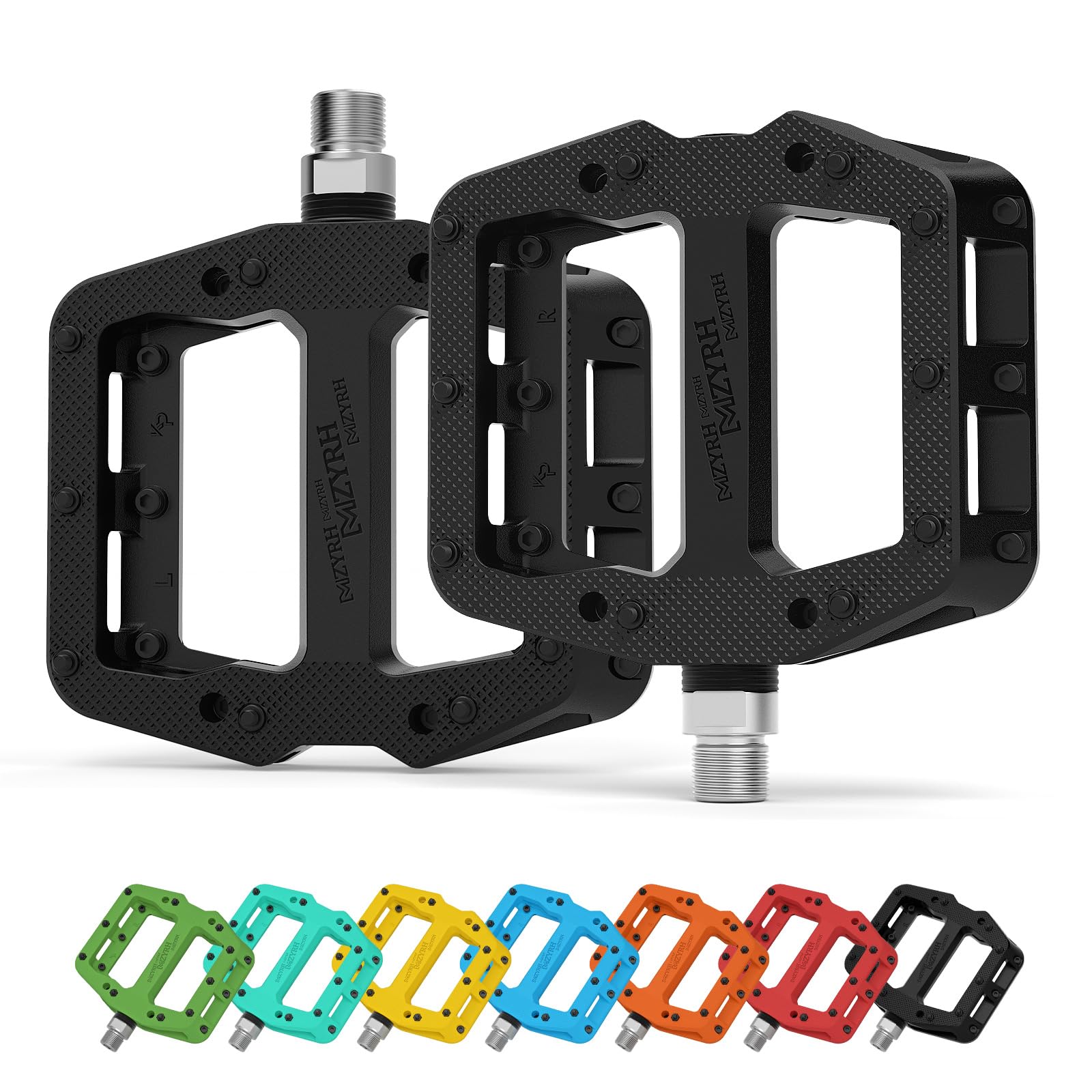 MZYRH MTB Bicycle Pedals Nylon 3 Bearings Composite 9/16 Mountain Bike Pedals High Strength Non-Slip Bicycle Pedals Surface for Road BMX MTB Fixie Bikesflat