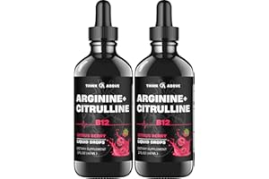 Think Above L-Arginine + L-Citrulline Liquid Drops with Vitamin B12 – Citrus Berry Flavor, 2 fl oz (60 ml) Pack of 2 - Fast Absorption, Easy-to-Use