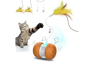 UMOSIS Cat Toys for Bored Indoor Adult Cats,Interactive Flying Feather Teaser,Automatic Moving Robot Cat Toy,Touch Activated Kitten Toy,Rechargeable Cat Enrichment Exercise Toys