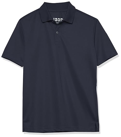 IZOD Boys School Uniform Performance Short Sleeve Solid Polo, Navy, 5
