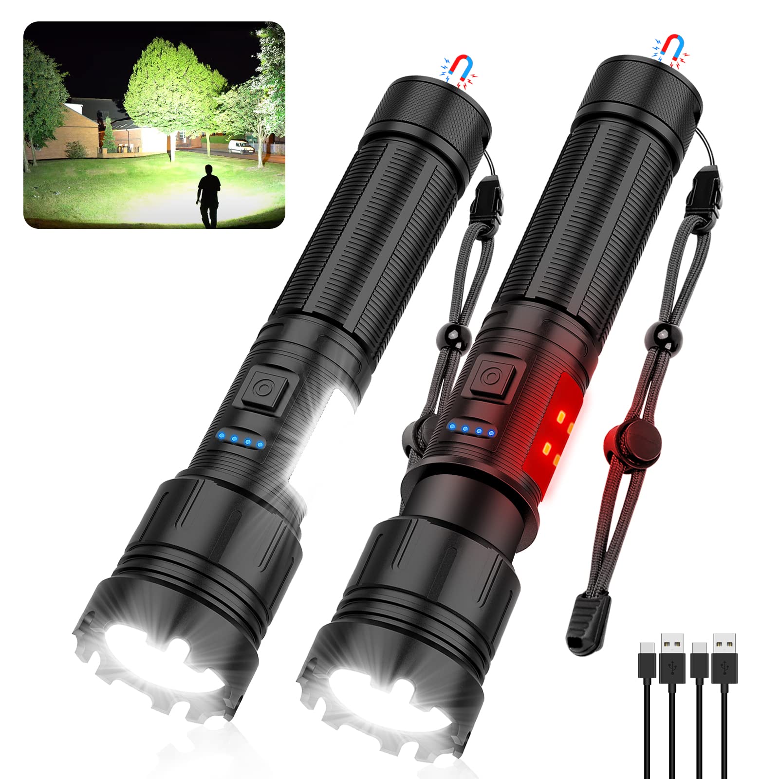 Photo 1 of Magnetic Flashlight Rechargeable High Lumens, Super Bright Magnetic Base LED Pocket Flash Light with COB Light, Type-C, 7 Modes, Zoomable, IPX6 Waterproof Best Tactical Flashlights for Camping