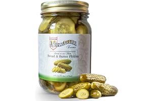 MUZARRELLI FARMS MUZZARELLI FARMS® Bread & Butter Pickles | Jersey Fresh® | Family Recipe for 40 years | No Gluten, No Preservatives | All Natural | Gourmet Snacks & Garnishes 16 fl oz Glass Mason Jar | Hand-Selected Pickles Bottled for Peak Freshness and Flavor. Made in Vineland, New Jersey USA