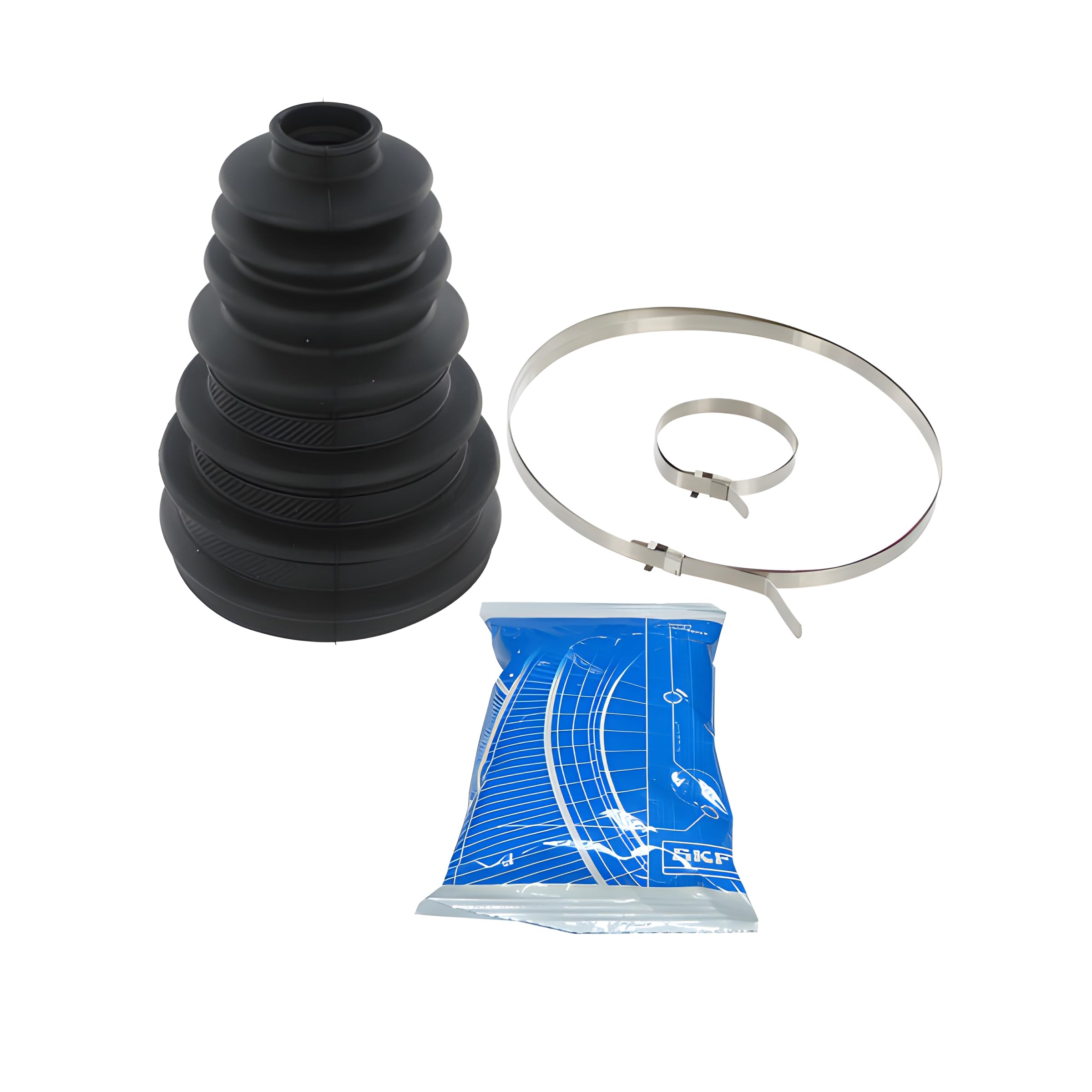 SKF VKJP 01001 Universal CV Boot kit | bellow set for drive shaft| incl. mounting clips and grease, Inner diameter 1: 22 mm ; Inner diameter 2: 86 mm