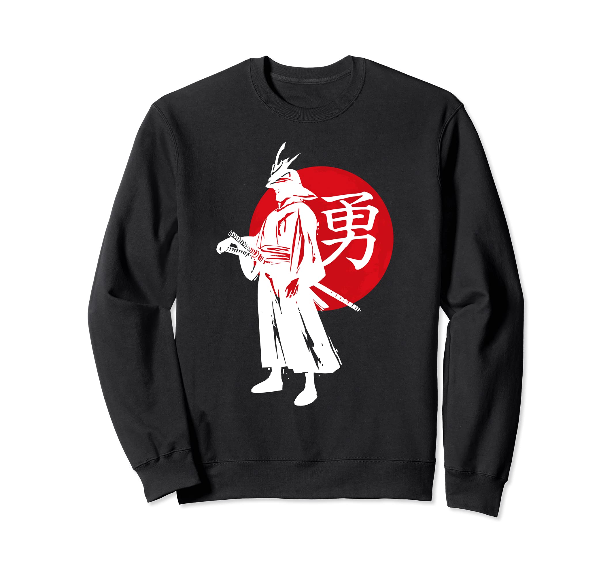 Japanese Samurai In Helmet Rising Sun Japan Calligraphy Sweatshirt