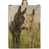 UGFIDZ Donkey Gifts, Rustic Farm Donkeys Blanket for Girls Kids Women, Cozy Warm Flannel Throw Blankets for Bedroom, Travel, Couch, Home Decor, 50x60 in