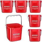 Roshtia 6 Pcs 3 Quart Sanitizing Cleaning Bucket Square, Red | Sanitation Bucket Samll Sanitizer Pails for Restaurant Commercial Kitchen Cleaning, Detergent Storage for Office School