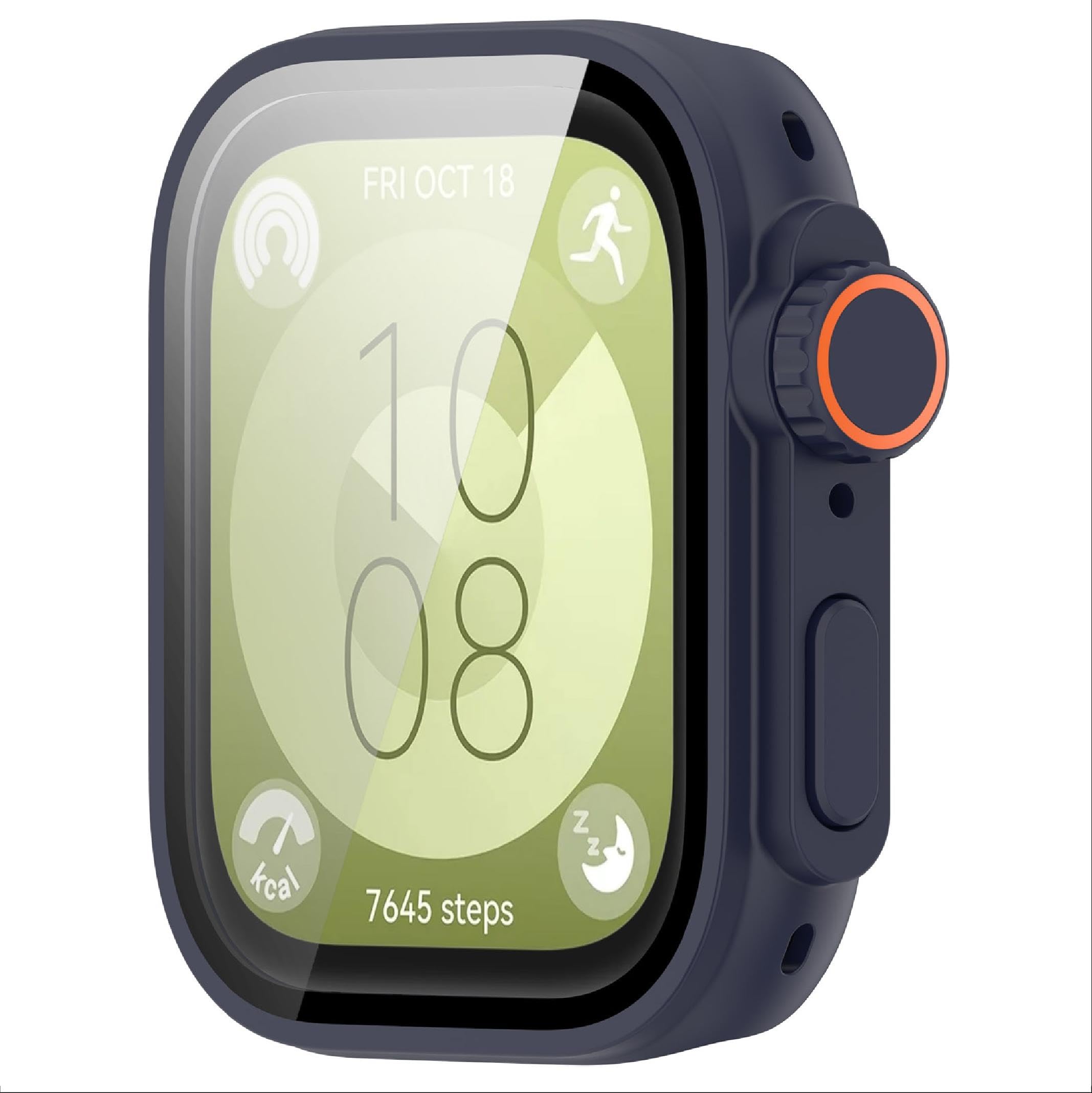 GIOPUEY Case Compatible with Huawei Watch Fit 3, Glass Protective Film + Hard Plastic Bezel, Huawei Watch Fit 3 Cover - blue