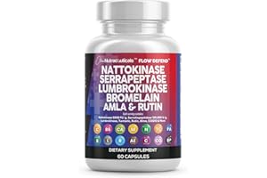 Clean Nutraceuticals Nattokinase 5000 FU Serrapeptase 120000 SPU Lumbrokinase Enzyme Supplement with Bromelain Papain Papaya Enzymes Rutin Extract Amla Magnesium Vitamin B6 & VIT C Capsules